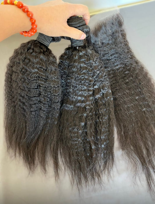 Kinky Straight 5x5 Closure+Bundles Deal